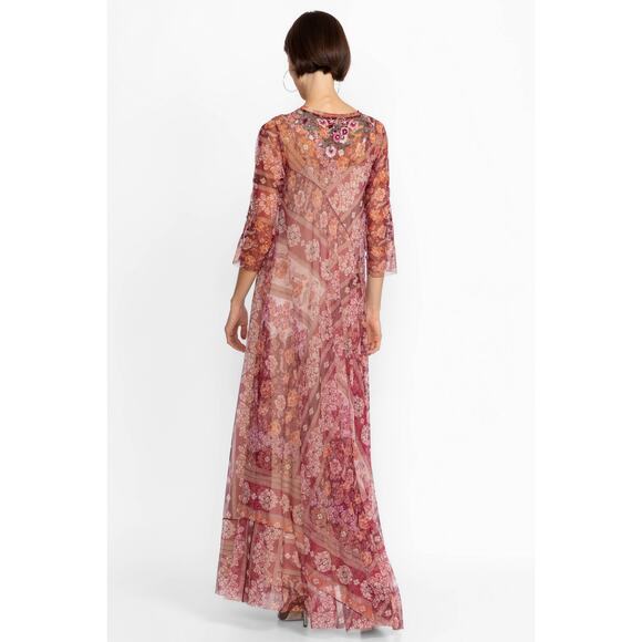 Johnny Was Cardinal Mesh Long Sleeve Embroidered Dress Sz M - Picture 13 of 13